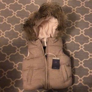 Girls Faux Fur hooded Puffy Vest
